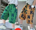 キッズ 子供服 ショートパンツ パンツ 総柄 男の子 英文字 夏 薄手 ハーフパンツ 七分丈 ジュニア 半ズボン ショーツ 短パン カジュアル ポケット キッズパンツ キッズボトム 子供服 こども服 かっこいい ゆったり 可愛い KTFC021(3色110-170)(4)