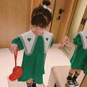 ワンピース キッズ 子供服 ベビー服 半袖 ワンピ 子供服 子ども こども ガールズ 女の子 ワンピース 膝丈 大きい襟 夏 春 通園 通学 おでかけ カジュアル 90cm 100cm 110cm 120cm 130cm 140cm KWFC004(2色90-140)