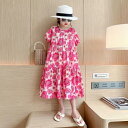 女の子 ワンピース 半袖 総柄ワンピース 夏 花柄 子供 子供服 女の子 キッズ スカート ワンピー ワンピ おしゃれ 子ども服 女児 子ども服 普段着 通学着 お出かけ KWFC039(110-170)(4)