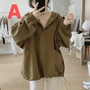トレーナー レディース 大きいサイズ 春 春服 長袖 シンプル 無地 薄手 トップス ゆったり 可愛い フード付き カジュアル レディーストップス春 パーカーブ...