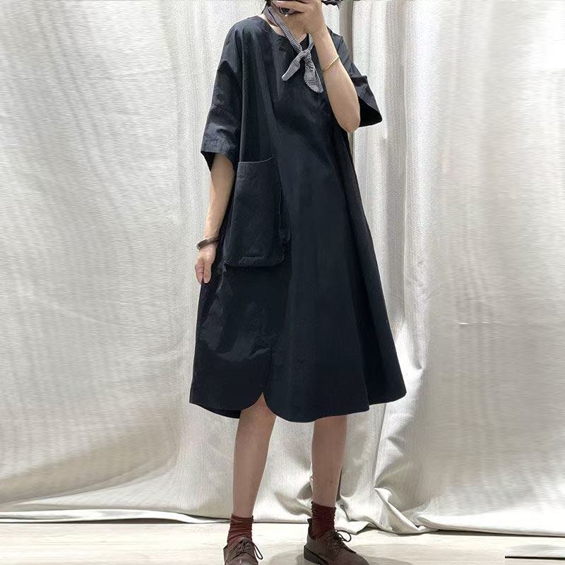 Rakuten - ロングワンピース レディース 半袖ワンピース 体型カバー ロングワンピース aラインワンピース 春夏 aラインロングワンピース ゆったり 大きいポケット 体型カバーワンピース 半袖 カジュアル 無地 可愛い おしゃれ かわいい お洒落 ラウンドネック 丸首 LWGA100(3色フリー)