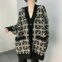 ニットカーディガン レディース ざっくりニットカーディガン カーデガン 柄ニット vネックカーディガン vネックニット ゆったり 体型カバー 長袖 カーディガン アーガイル Vネック アウター コーディガン ニット 秋 冬 ビッグシルエット オーバーサイズ LCEA022(XL-4XL)(4)