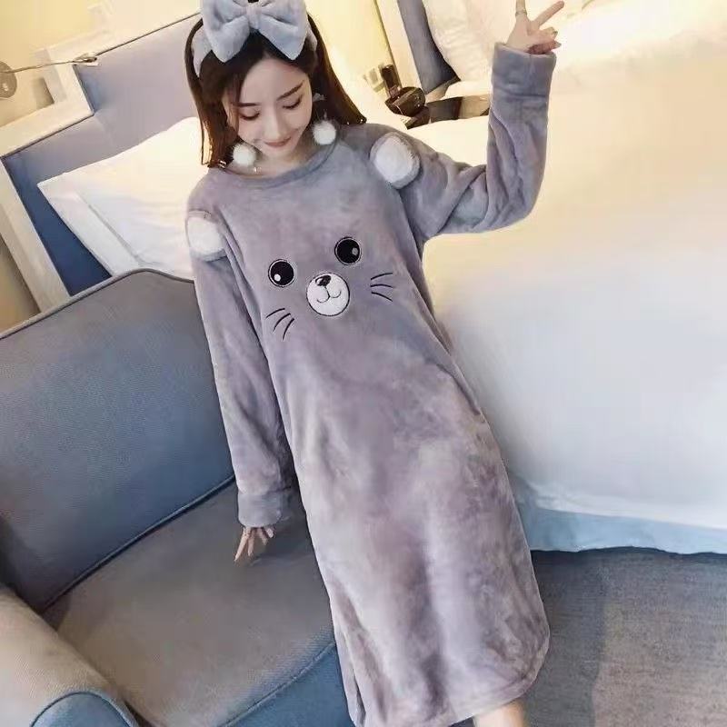 ルームウェア 冬 レディース ワンピース 冬パジャマ 可愛い 春秋冬 スカート パジャマ フランネル 動物柄 ゆったり 長袖 女性用 部屋着 寝巻き もこもこ 厚手 暖かい おしゃれ かわいい SLPC010(M-2XL)