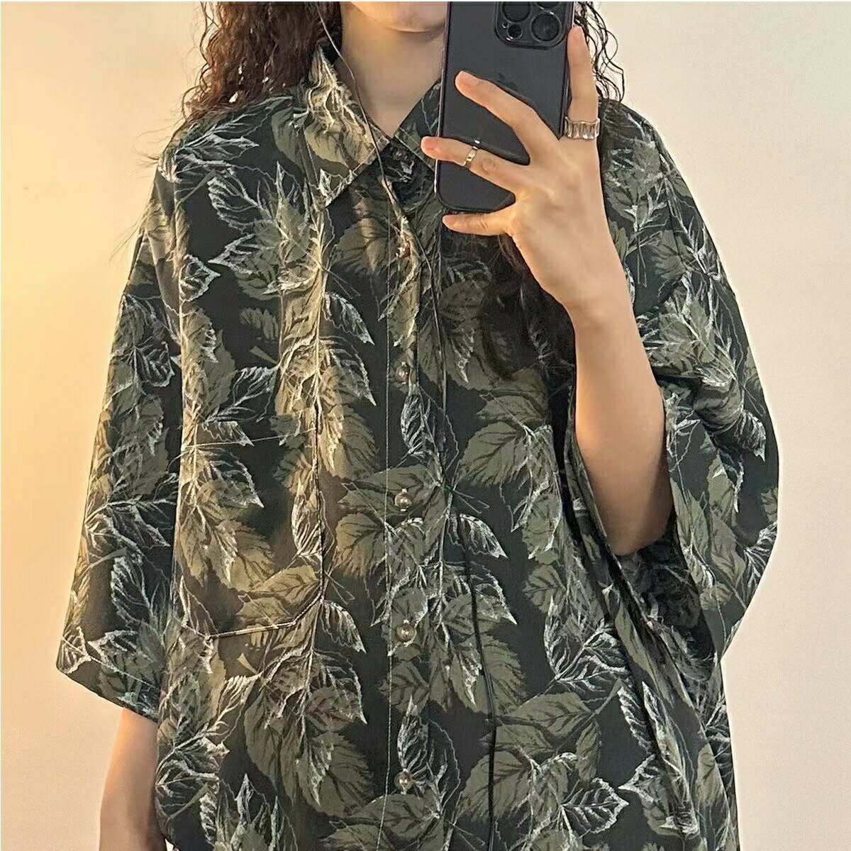乐天商城 - シャツ チュニック レディース 総柄シャツ トップス 大きいサイズ 春夏 襟付き 半袖 チュニックシャツ シャツチュニック ブラウス ゆったり 体型カバー ビッグシルエット 大人 可愛い お尻隠し カジュアル 着痩せ 涼しい LUFA088(2色M-4XL)