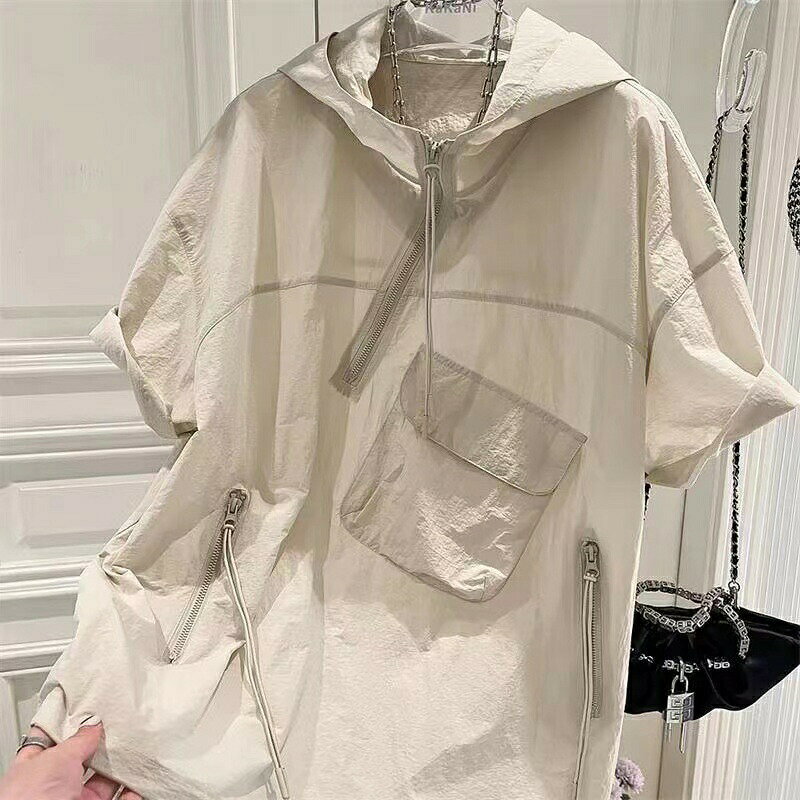 tシャツ パーカー フード付き レディース 半袖 半袖tシャツ レディースtシャツ ゆったり 薄手パーカー フード付き 夏物 大きいサイズ 夏服 カットソー ファッション レディース半袖tシャツ オシャレ トップス スウェット カジュアル 可愛い LUFA094(3色L-4XL) worldfine-10005134 WorldFine楽天市場SHOP サンプル画像3