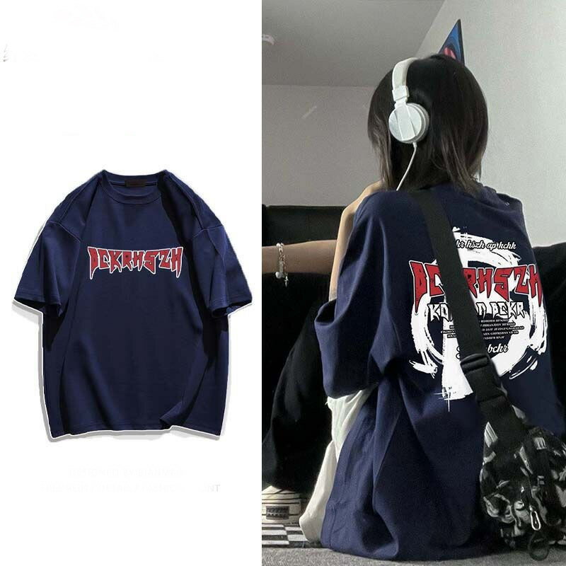 乐天商城 - 半袖tシャツ レディース トップス 半袖 tシャツ カットソー 夏服 薄手 プリント 丸首 英文字 カジュアル ゆるカットソー アメリカン ゆったり 体型カバー 可愛い かわいい SLUC039(6色M-3XL)
