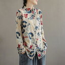 ブラウス 長袖 シャツ レディース トップス 春 夏 秋 前ボタン 総柄シャツ プリント 長袖ブラウス 総柄 トップス ゆったり 薄手 夏服 春物 大人カジュア...