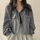 コーデュロイシャツ レディース ジャケット 無地 シンプル 秋 冬 ショート 羽織 羽織り はおり アウター トップス 長袖 春秋 ゆったり 通勤 オフィス お出かけ 旅行 お呼ばれ SLCC081(3色S-3XL)