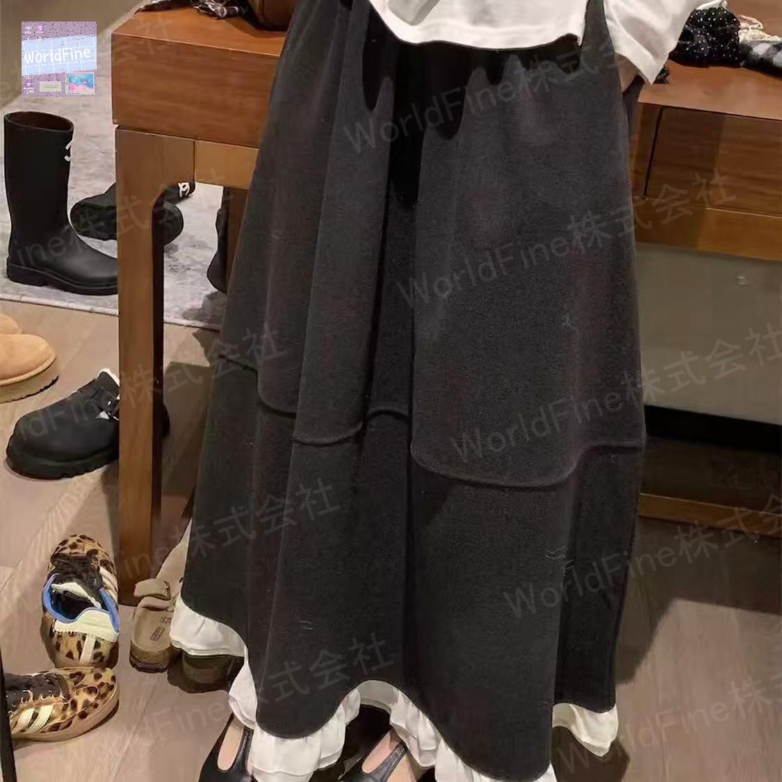 乐天商城 - レディース ロングスカート ボトムス ラシャ生地 厚手 フレア aライン ウエストゴムスカート aラインスカート フレアースカート シンプル ウエストゴム かわいい マキシ丈スカート 大人可愛い 異素材 フリル おしゃれ 秋冬 ロングシーズン デート お出かけ SLKD031(S-XL)