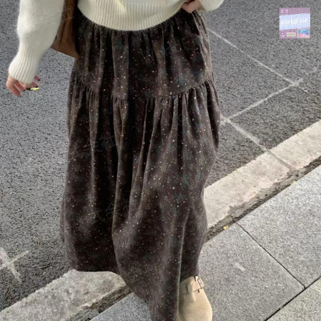 乐天商城 - レディース ロングスカート ボトムス 花柄スカート マキシ丈スカート フレア Aライン ウエストゴム かわいい 大人可愛い おしゃれ 春秋 ロングシーズン デート お出かけ SLKD032(2色S-XL)