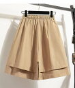 ハーフパンツ レディース 大きいサイズ ウエストゴム 短パ 五分丈 夏物 薄手 レイヤードデザイン ショートパンツ 無地 シンプル ガーリー カジュアルパンツ ボトムス 大人 春服 春服 LPFA020(3色M-4XL)