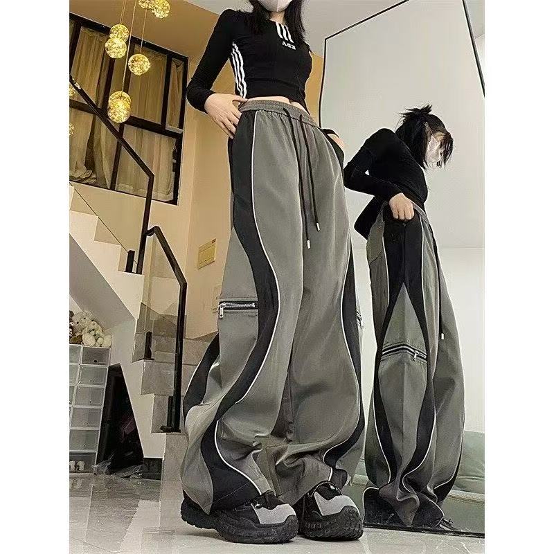 ワイドパンツ レディース 春 秋 大きいサイズ サイドライン シンプル ウエストゴム イージーパンツ スポーツウエア カジュアルパンツ ロング ボトムス 大きいサイズ ゆったり LPGA015(S-4XL)