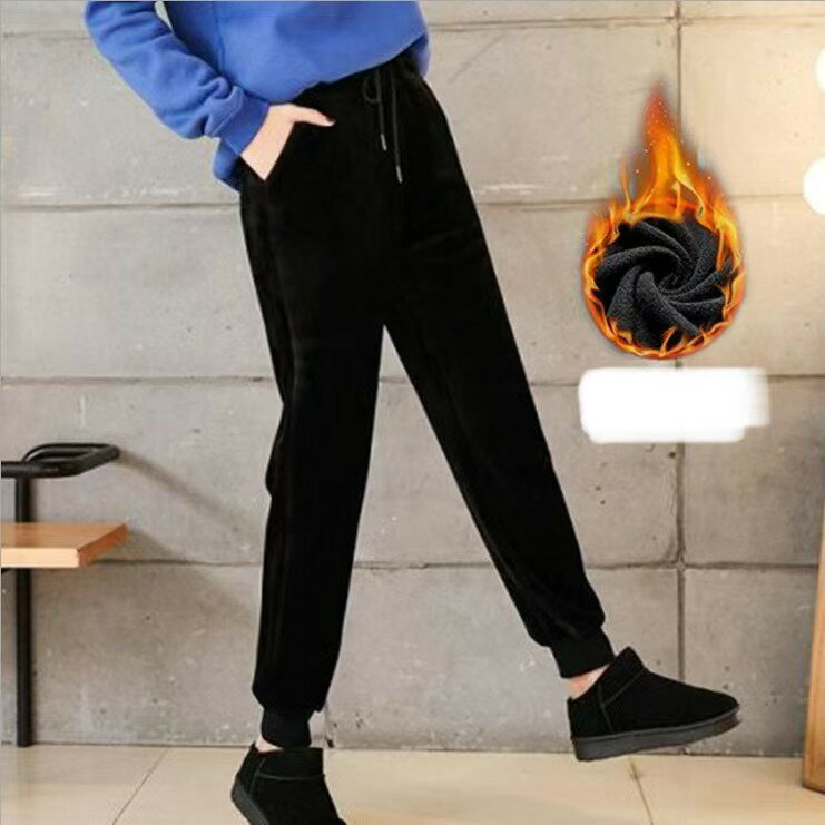 ジョガーパンツ レディース ベルベット スウェットパンツ 秋冬 パンツ 厚手 パンツ カジュアルパンツ ゆるパンツ ロングパンツ 大きサイズ 裾ゴム 暖か SLTC092(2色S-3XL)
