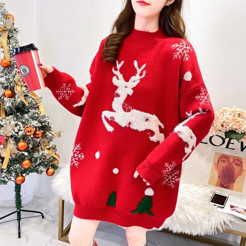 乐天商城 - ニット セーター レディース 長袖 秋冬 クリスマスセーター 大きいサイズ トップス ニットセーター おしゃれ きれいめ 丸首 ニットプルオーバー ニットソー 秋 冬 ゆったり 柔らかい 可愛い カジュアル LUFA315(2色M-6XL)