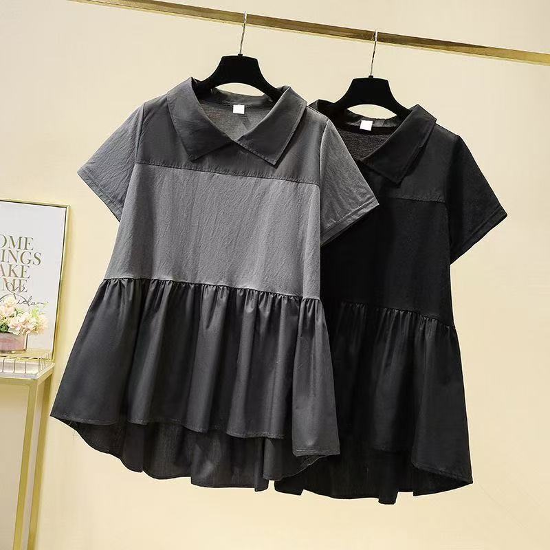 乐天商城 - 半袖tシャツ 大きめTシャツ レディース レディスTシャツ 夏服 薄手 切替 襟付き 大きいTシャツレディース 無地 女性Tシャツ 大きいサイズ カジュアル ビッグシルエット 大きめ ゆったり 体型カバー 可愛い かわいい LUGA065(2色M-4XL)