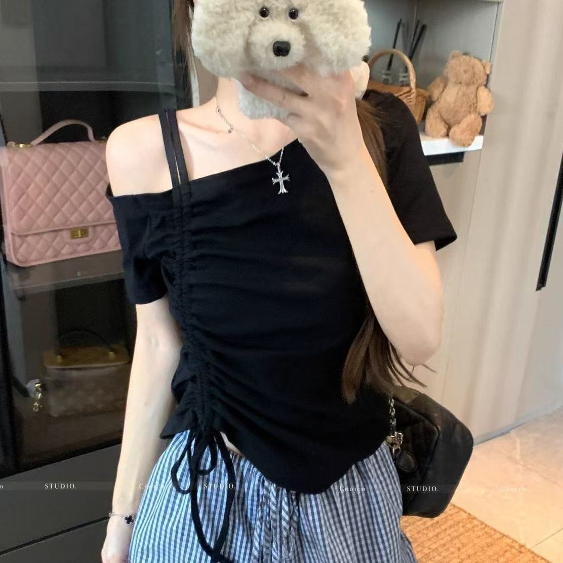 半袖tシャツ レディース トップス 肩だし tシャツ 大きいサイズ カットソー 薄手 ストレッチ カジュアル シンプルtシャツ おしゃれ 可愛い かわいい 夏 おしゃれtシャツ 可愛いtシャツ LUGA110(3色L-4XL)