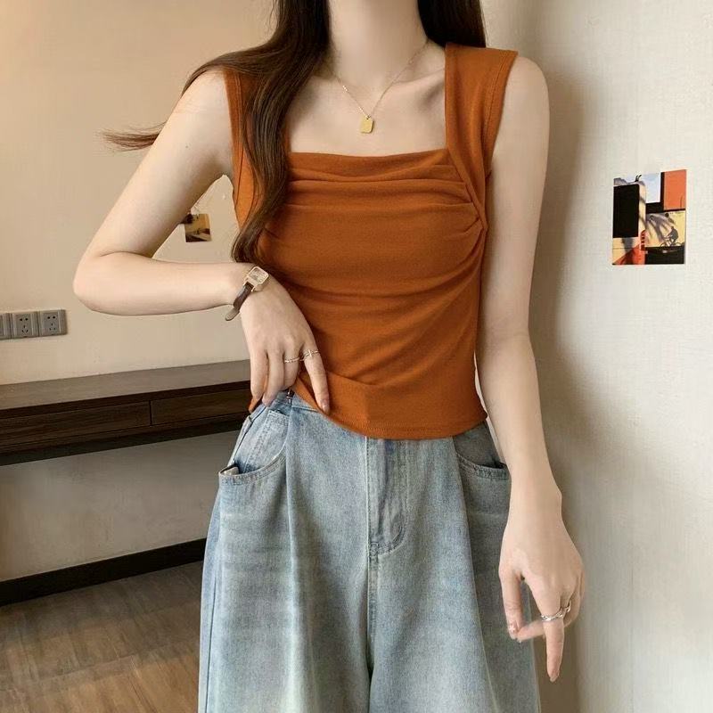 乐天商城 - タンクトップ レイヤード レディース キャミソール 重ね着 インナー Tシャツ ノースリーブ ストレッチ トップス 夏 カットソー 薄手 おしゃれ カジュアル シンプルツ SLUD054(4色M-2XL)