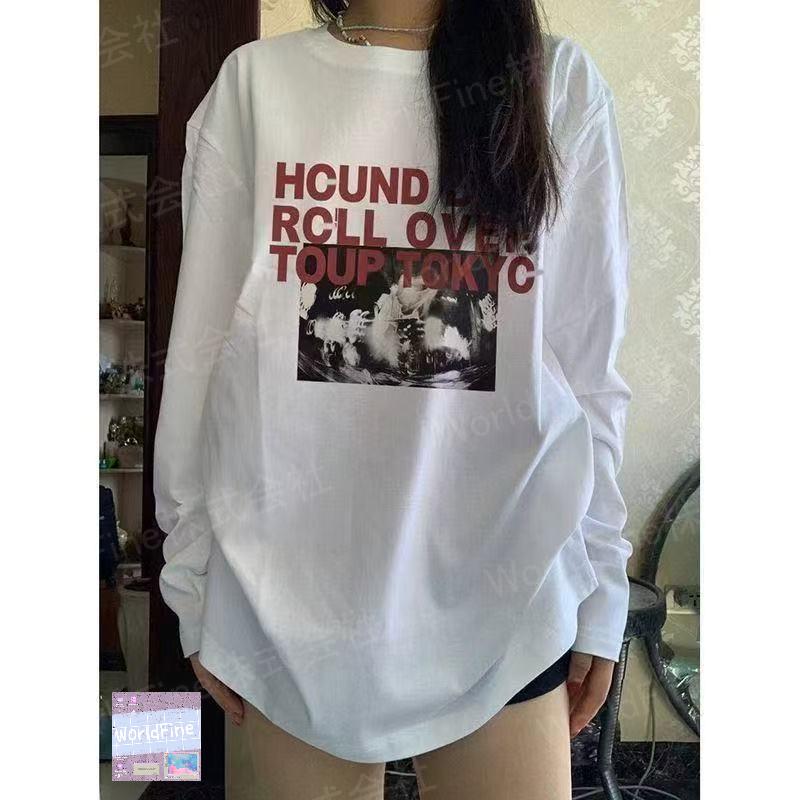 乐天商城 - 長袖 tシャツ レディース ロング Tシャツ 英文字 プリント トップス 秋 春 カットソー カジュアル トップス ゆったり クルーネック 体型カバー カジュアル ゆったり レディース長袖tシャツ レディースロングtシャツ 秋服 春服 おしゃれ カジュアルトップス SLUD111(M-3XL)