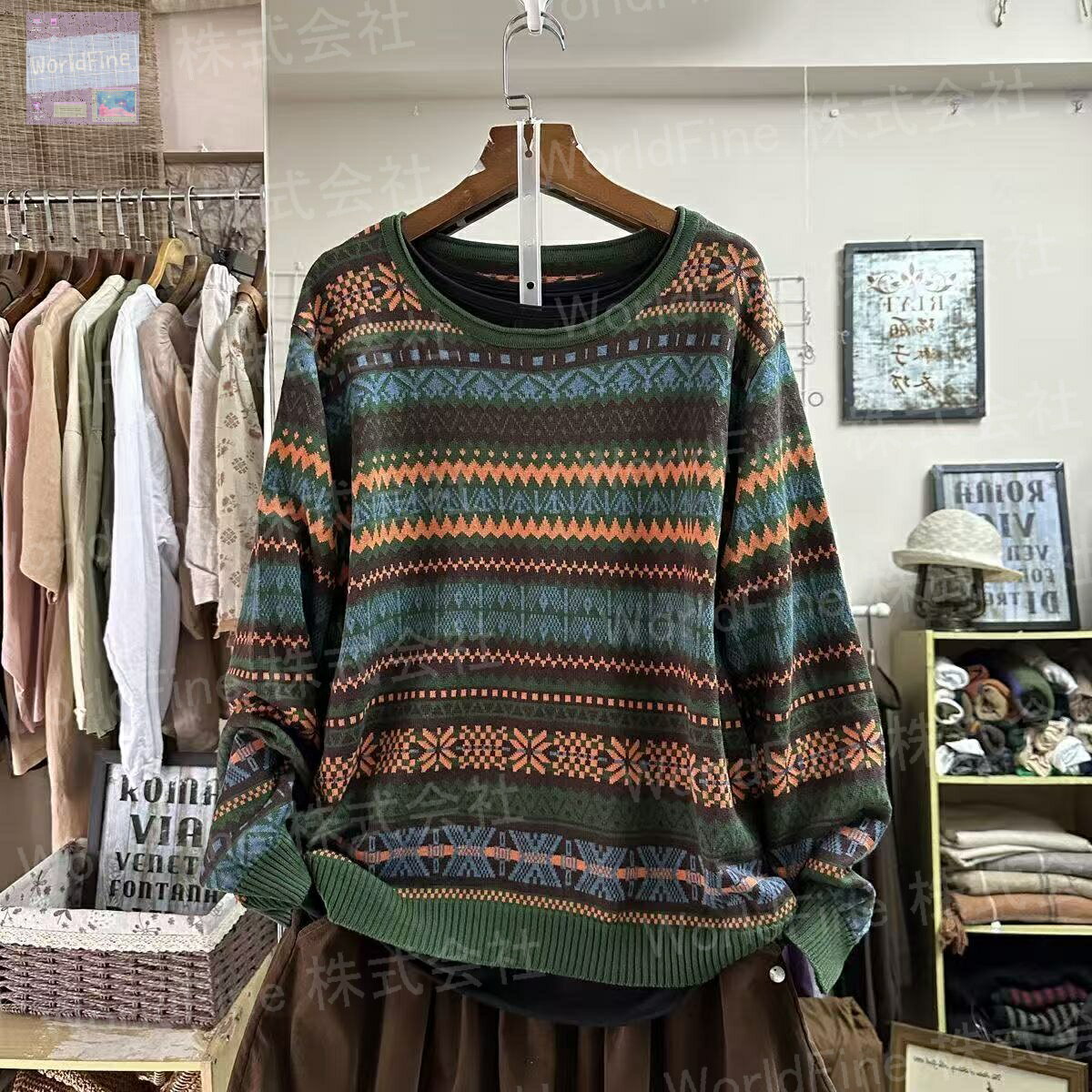 乐天商城 - ニット セーター レディース 薄手 大きいサイズ　トップス 長袖 ニットセーター レディース 春秋 着やせ 体型カバー ボーダー柄 ゆったり 秋ニット ニット ゆるニット 可愛い カジュアル 通勤 カジュアル LUGA164(2色S-5XL)