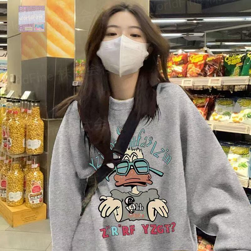 乐天商城 - トレーナー レディーストップス 長袖Tシャツ ロングT 薄手 大きいサイズ プリント レディーストップス レディース洋服 普段着 レディーストレーナー 春 秋 秋服 春服 冬服 長袖 ゆったり 体型カバー カジュアル 裏起毛あり 裏起毛なし 選択可 LUGA177(4色S-4XL)