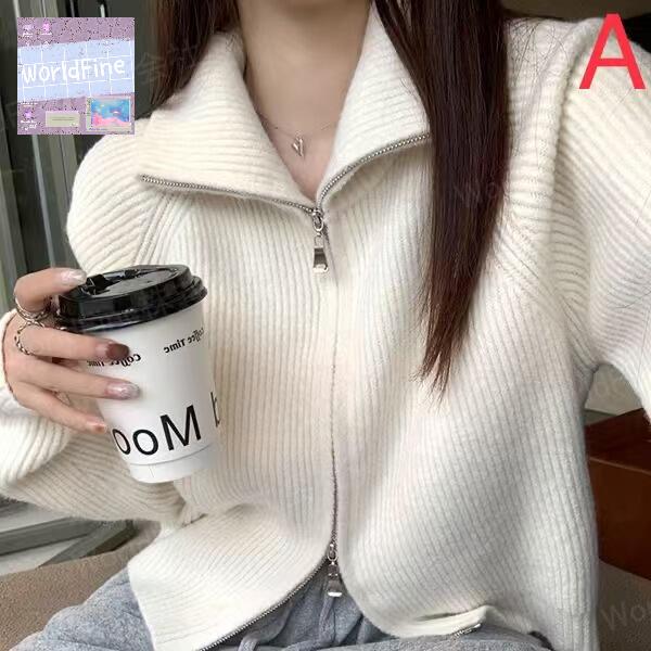 セーター レディース フーディーニット カーディガン 羽織り ダブルジップ ニットパーカーレディース ニットパーカー ジップアップ 長袖 大人可愛い きれいめ シンプル カジュアル ベーシック おしゃれ お洒落 大人女子 かっこいい SLUD138(3色S-2XL)