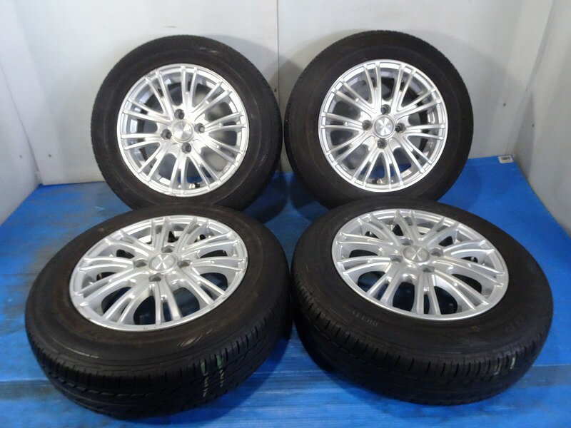 【中古】◆ダンロップ EC202◆ 165/70R14 81S 14x5.5J LEBEN 8.5分山 +43 ノーマル 4穴 100PCD 【福島発 送料無料】 DUNLOP アルミ 14インチ FUKR-A0167