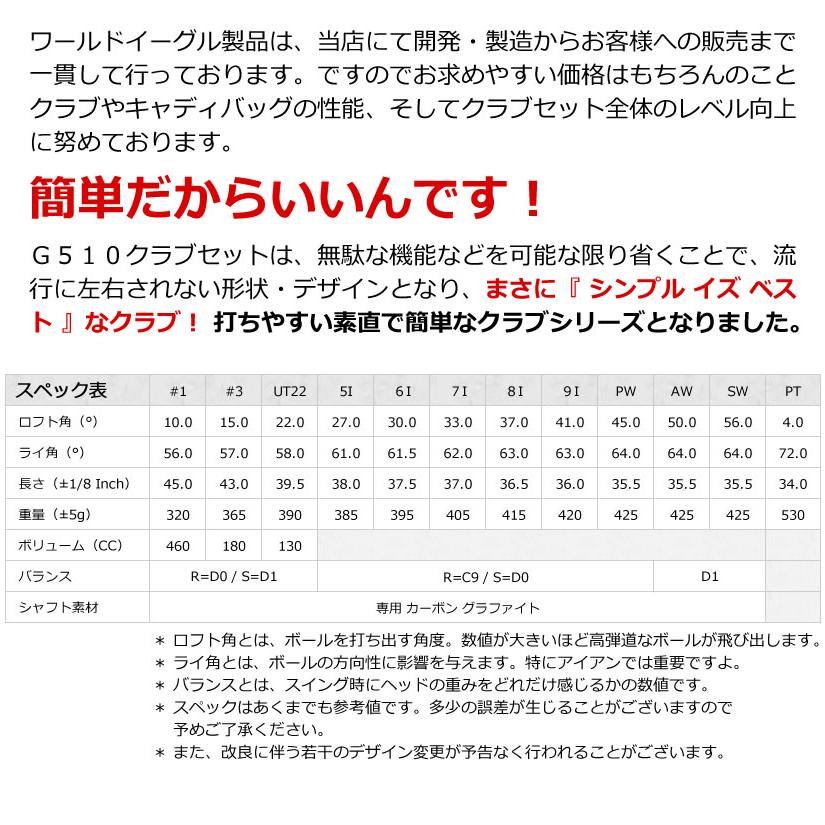 アウトレット品（わけあり 展示 撮影） 初心者 WE G510 メンズゴルフクラブセット ...