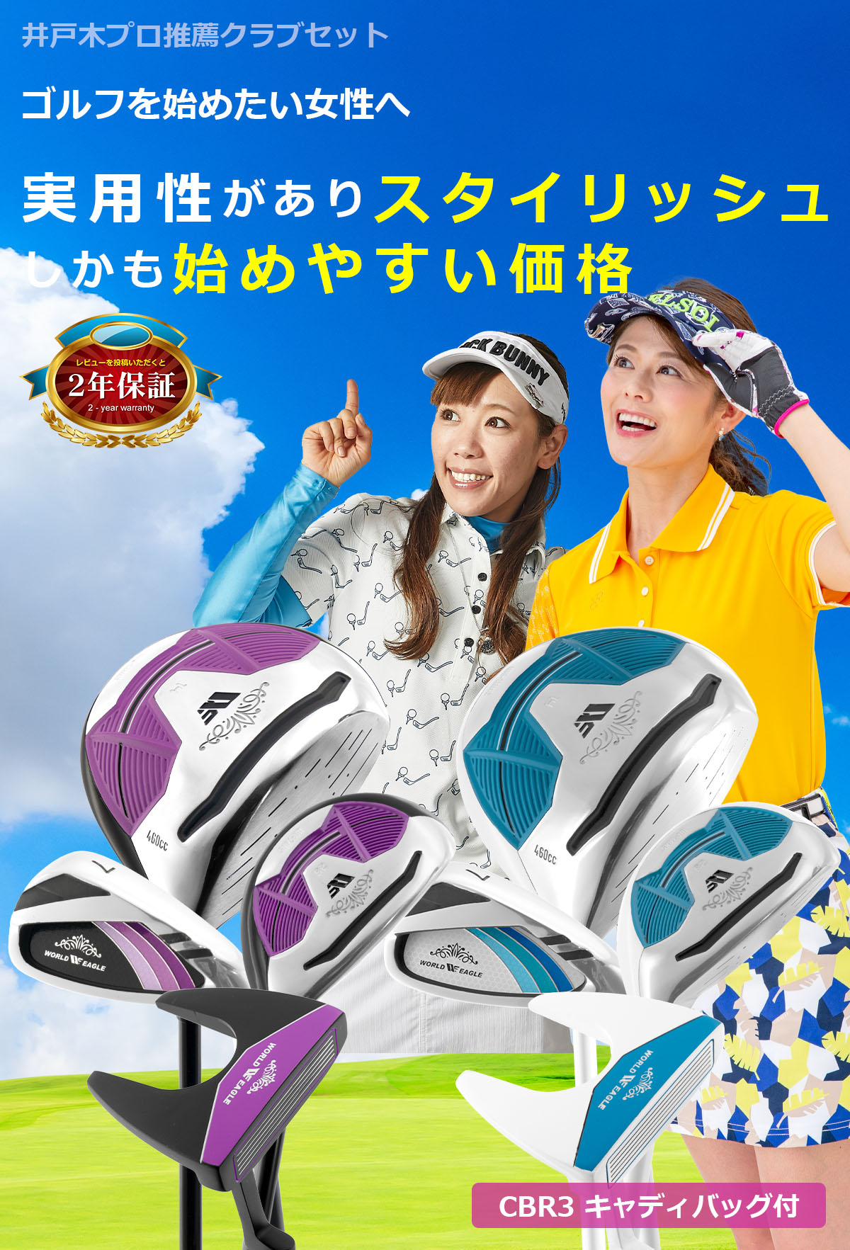 ゴルフ 初心者 レディース ハーフセット クラブ6本入 ドライバー ユーティリティ ...