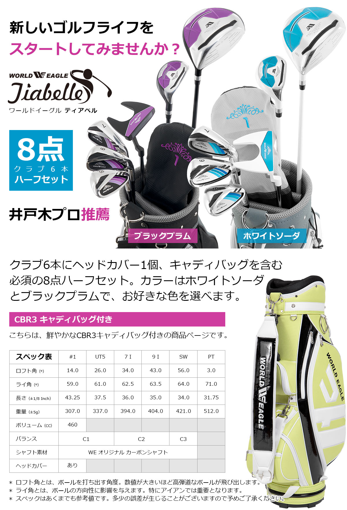 ゴルフ 初心者 レディース ハーフセット クラブ6本入 ドライバー ユーティリティ ...