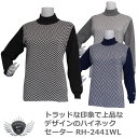 女性 セーター トレーナー スポーツ ロッキー&ホッパー トラッドな印象で上品なデザインのヘリンボーン柄ハイネックセーター 【IR】