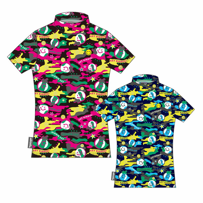 楽天ワールドゴルフWINWIN STYLE ウィンウィンスタイル GET BIRDIE!CAMO レディース半袖シャツ AW-31- AW-32