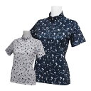 シャツ ポロシャツ Tシャツ スポーツ ロッキー&ホッパー レディス サーフボード ヤシ プリント 総柄 半袖 ZIP ハイネックシャツ 【IR】