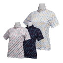 シャツ ポロシャツ Tシャツ スポーツ ロッキー&ホッパー レディス バイアス文字プリント 総柄 半袖 ZIP ハイネックシャツ 【IR】