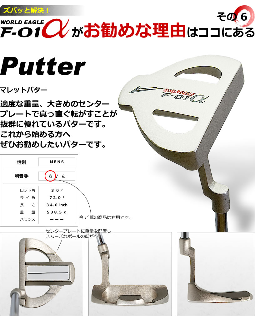 ゴルフデビューの初心者〜中級者にオススメ! ワールドイーグル F-01α メンズ13点ゴルフクラブフルセット
