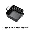 揚げ物鍋 スクエア 天ぷら鍋 角型 20cm ガス火専用 てんぷら 天ぷら 鍋 四角 ワイド 網付き 幅28.5 奥行20.5 高さ10 スクエア 揚げアミ と...