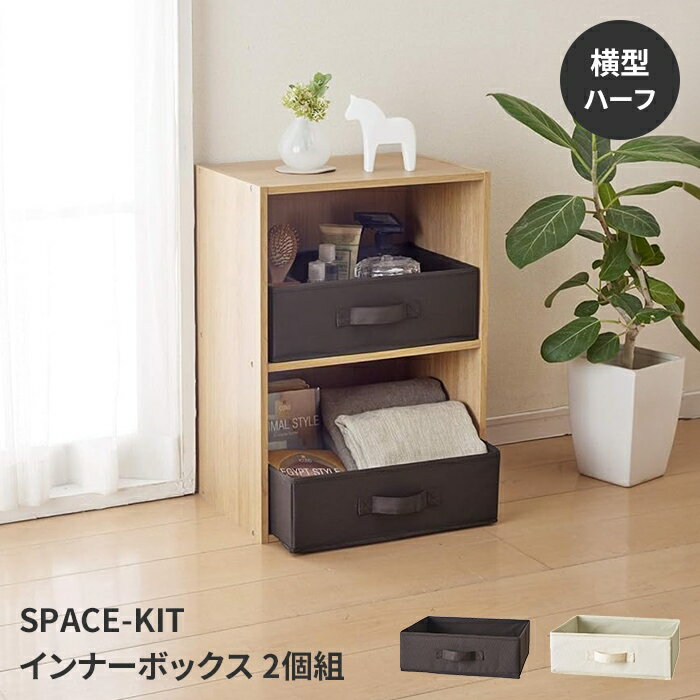 【楽天スーパーSALE10%OFF】収納ボックス インナーボックス 収納箱 2個組 幅38 横型 バスケット ファブリック 生活雑貨 収納棚 便利 取っ手付 シンプル