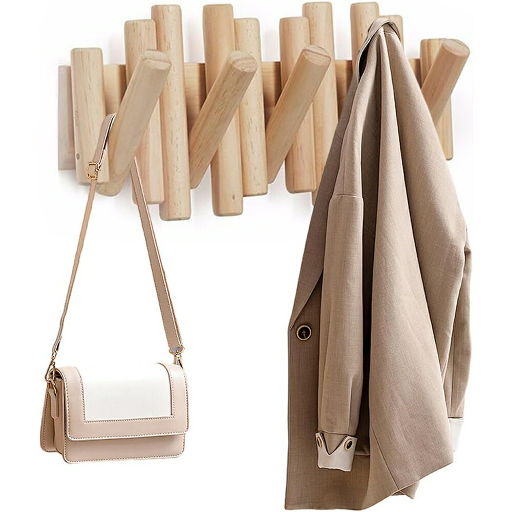 壁掛けフック 木製フック 壁フック 無垢材 ウォールフック 高耐荷重 壁を傷つけない収納 玄関/リビング/寝室対応 インテリア収納に最適