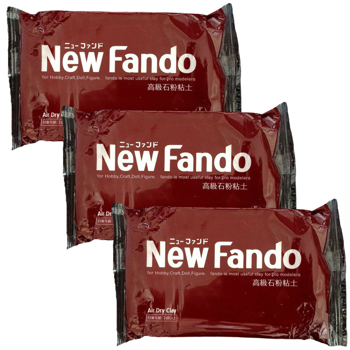 高級石粉粘土 ニューファンド 350g×3個セット ボークス New Fando 送料無料