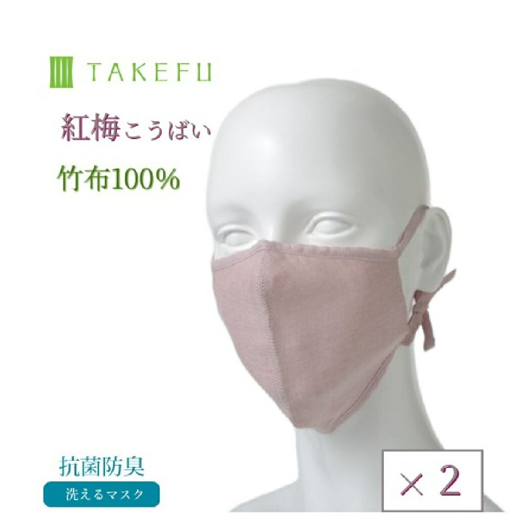 竹布 マスク TAKEFU うるおいマスク 布マスク 紅梅 こうばい【2袋】