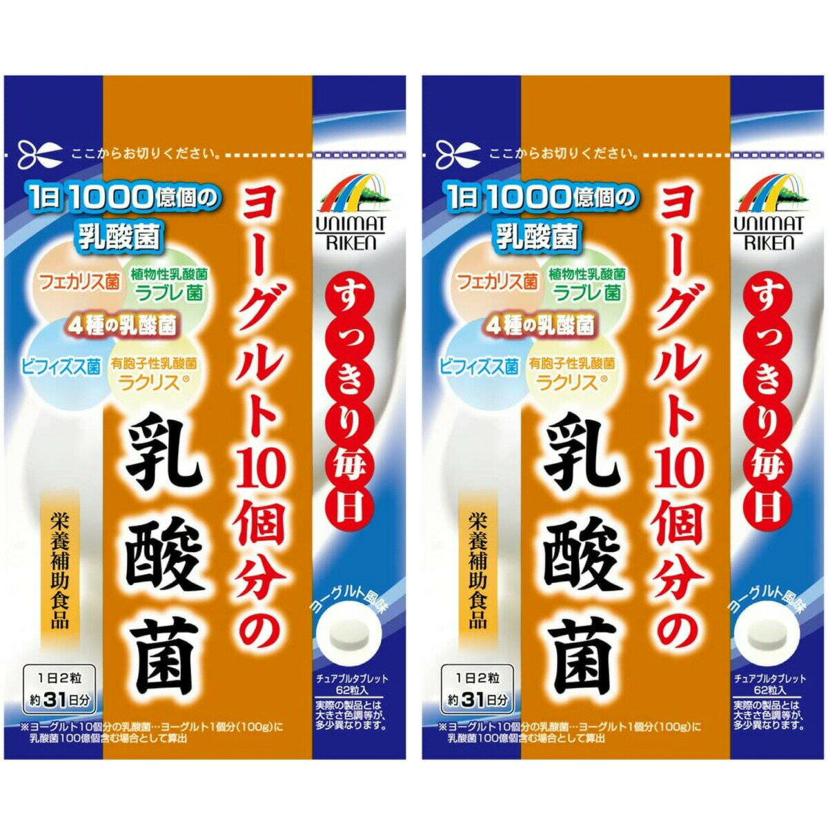 リケン ヨーグルト10個分の乳酸菌 （200mg×62粒）×2袋セット 送料無料