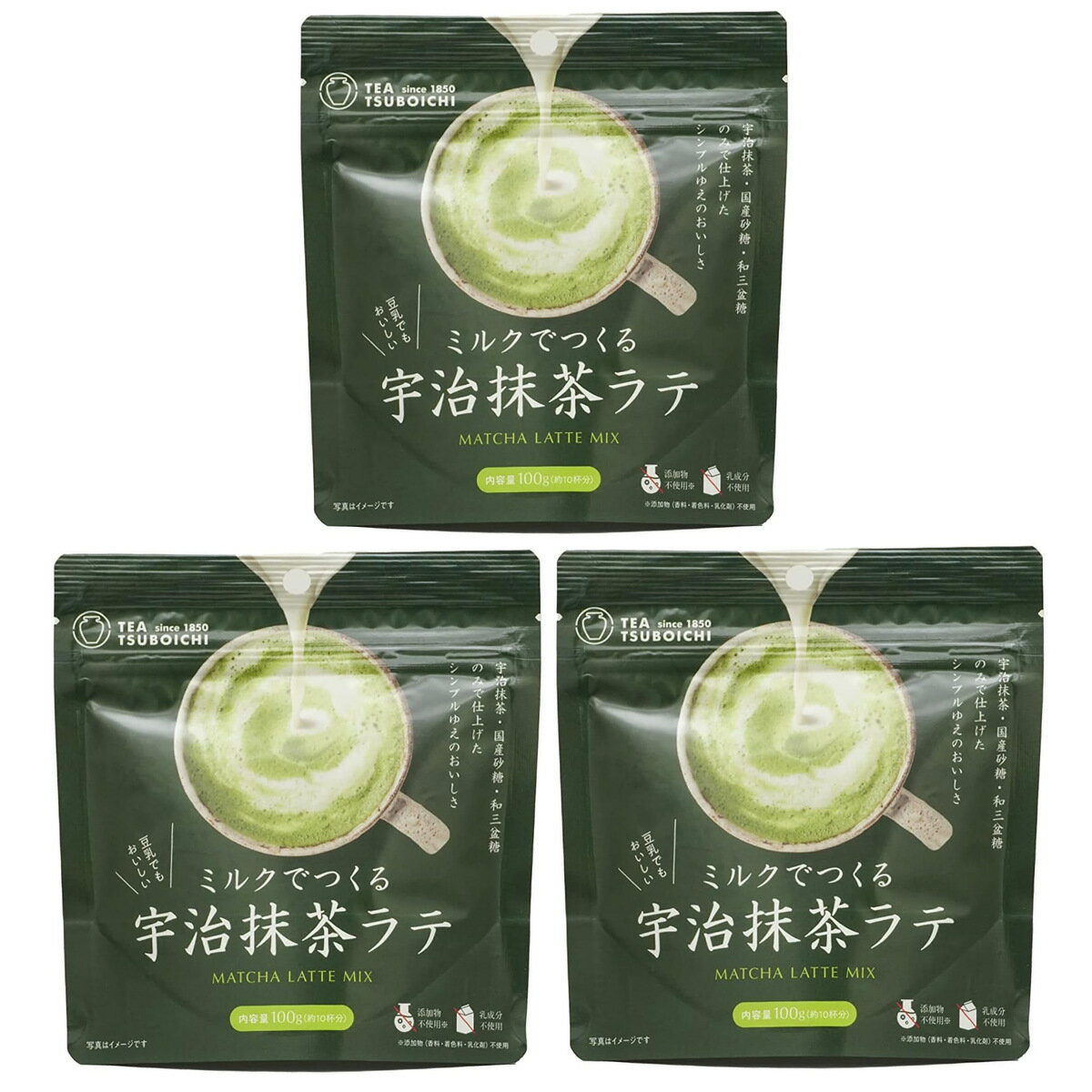 つぼ市製茶本舗 ミルクでつくる宇治抹茶ラテ 100g×3袋セット 堺 添加物不使用 送料無料