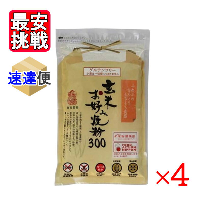 玄米お好み焼粉 300g 4袋セット グルテンフリー 国産米粉100％使用 南出製粉