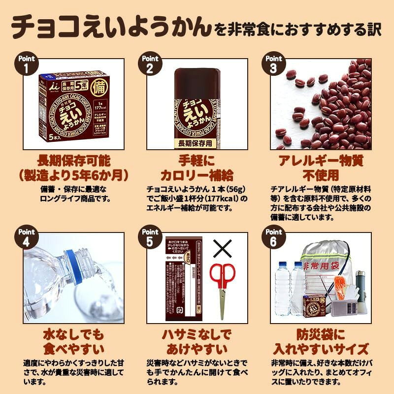 井村屋 チョコえいようかん 280g (56g×5本) 3箱セット 長期保存 防災 非常食 備蓄 羊羹 防災食 防災グッズ 保存用 worldnext-10001310 World NEXT サンプル画像3