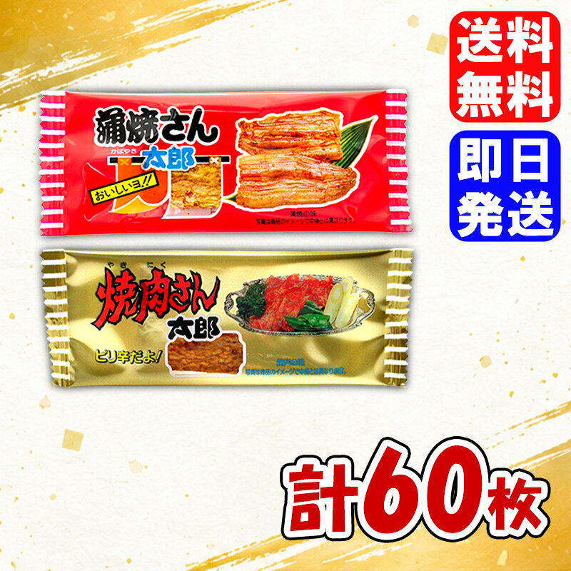 菓道 蒲焼さん太郎・焼肉さん太郎 2種 各30枚 計60枚 駄菓子 お菓子 おやつ おつまみ 珍味