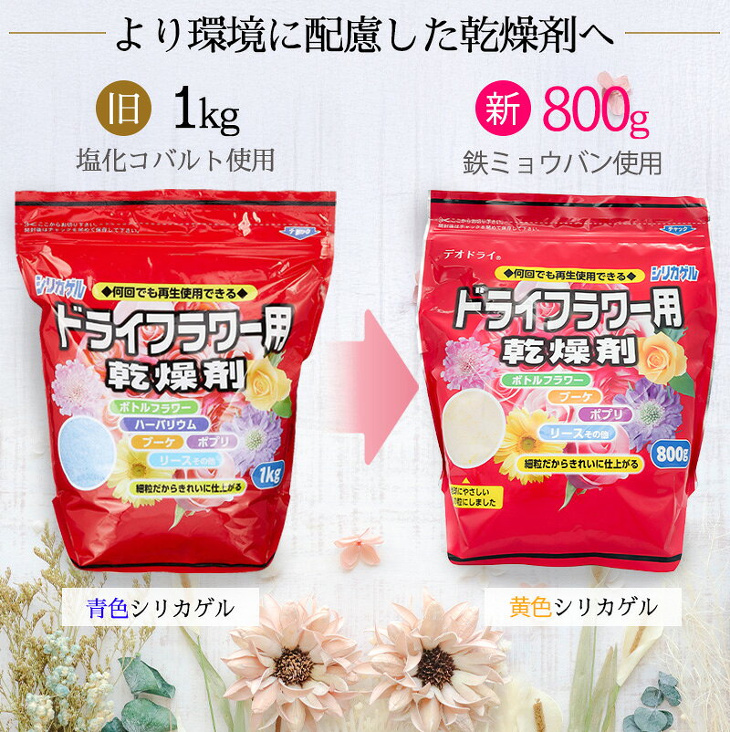 ドライフラワー用乾燥剤 800g×5袋セット シリカゲル 細粒タイプ ハンドメイド 手作...