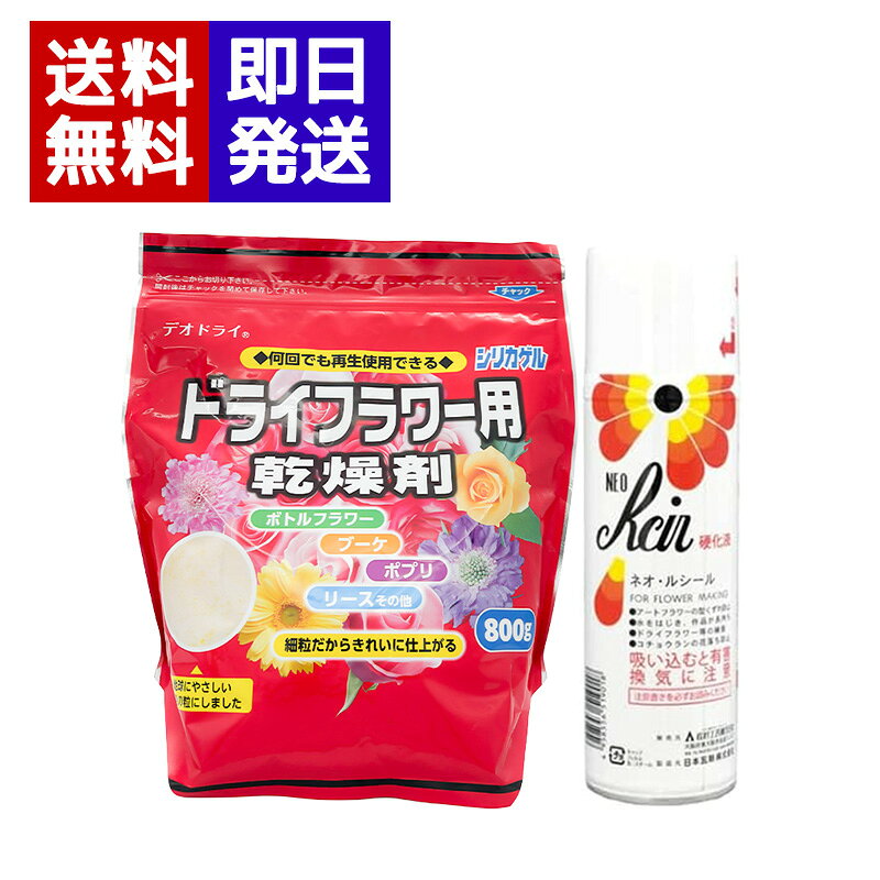 ドライフラワー用乾燥剤シリカゲル800g+硬化液スプレーネオ・ルシール220ml