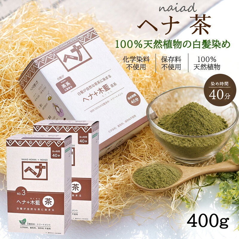 白髪染め ヘアカラー ヘナ+木藍 茶系 (No.3) 400g×2個セット Naiad ナイアード カラー剤 カラーリング トリートメン…