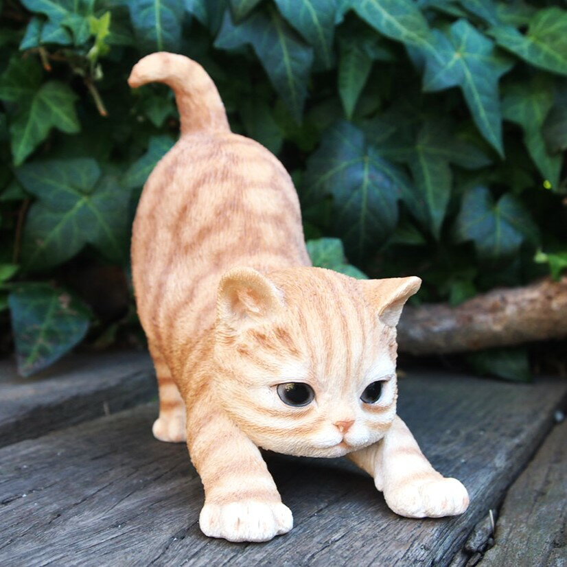 猫の置物 伸び猫 茶トラ N15309 キャット ガーデンオブジェ CAT 動物 オーナメント ネコ 雑貨 ガーデン オブジェ ガーデニング インテリア マスコット アニマル リアル ディスプレィ ねこ グッズ