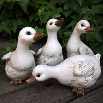 Rakuten - 鳥の置物 アヒルの4兄弟 30497HT とり トリ ガーデン オーナメント オブジェ 雑貨 インテリア 庭 ガーデニング リアル ディスプレィ あひる アニマルオブジェ