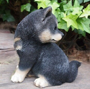 犬の置物 柴犬 振り向き柴 GBK005QB 黒柴 いぬ イヌ 動物 オーナメント ガーデン インテリア 雑貨 置物 庭 ガーデンマスコット 雑貨小物 ディスプレィ 陶器 リアル ガーデン置物